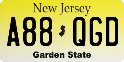 NJ license plate A88QGD
