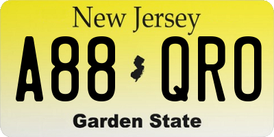 NJ license plate A88QRO