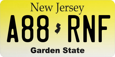 NJ license plate A88RNF
