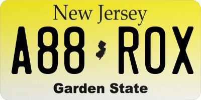 NJ license plate A88ROX