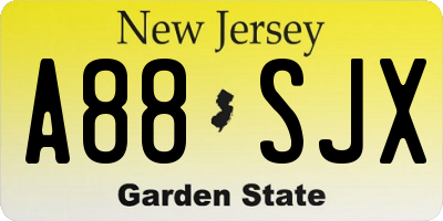 NJ license plate A88SJX