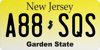 NJ license plate A88SQS