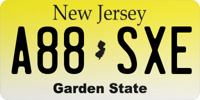 NJ license plate A88SXE
