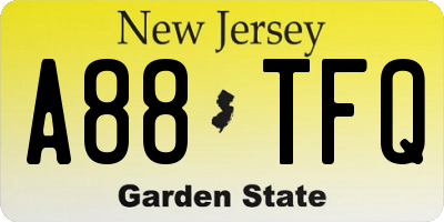 NJ license plate A88TFQ