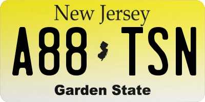NJ license plate A88TSN