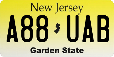 NJ license plate A88UAB