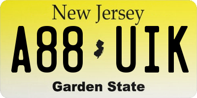 NJ license plate A88UIK