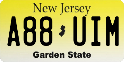 NJ license plate A88UIM