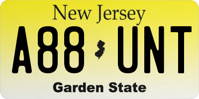 NJ license plate A88UNT