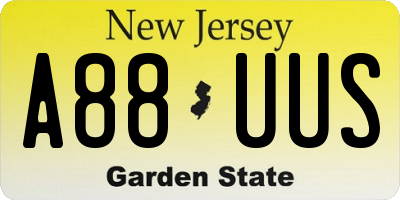 NJ license plate A88UUS