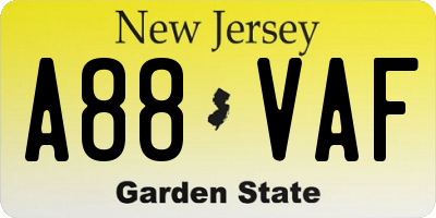 NJ license plate A88VAF