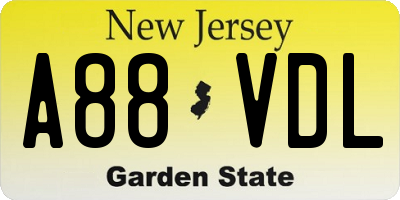 NJ license plate A88VDL