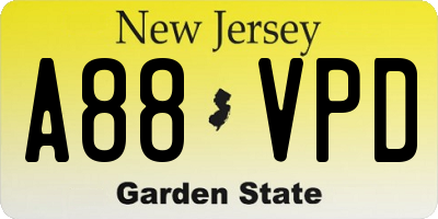 NJ license plate A88VPD