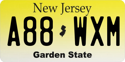 NJ license plate A88WXM