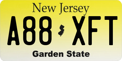 NJ license plate A88XFT