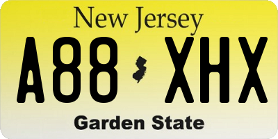 NJ license plate A88XHX