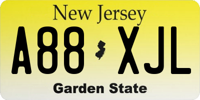 NJ license plate A88XJL