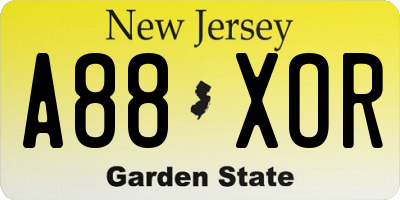 NJ license plate A88XOR