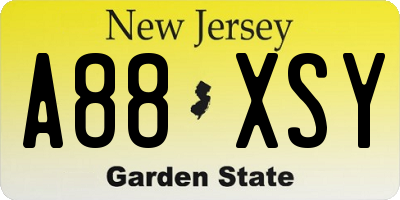 NJ license plate A88XSY