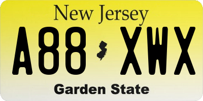 NJ license plate A88XWX
