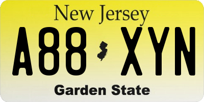 NJ license plate A88XYN