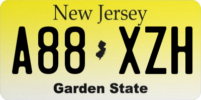 NJ license plate A88XZH