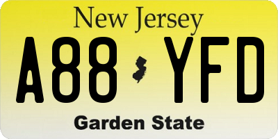 NJ license plate A88YFD