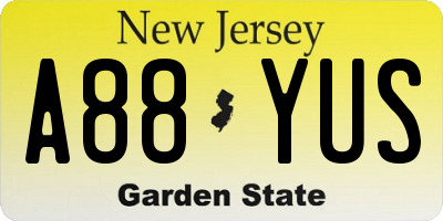 NJ license plate A88YUS