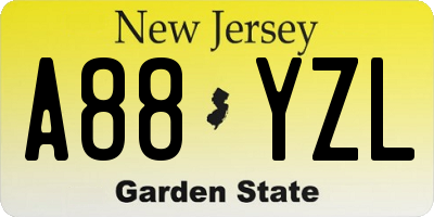 NJ license plate A88YZL