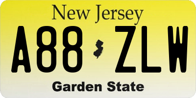 NJ license plate A88ZLW