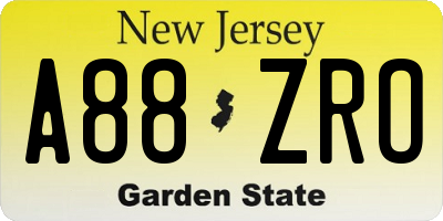 NJ license plate A88ZRO