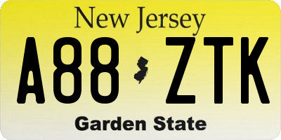 NJ license plate A88ZTK
