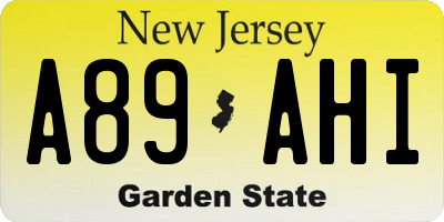 NJ license plate A89AHI