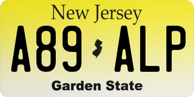 NJ license plate A89ALP