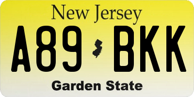 NJ license plate A89BKK