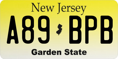 NJ license plate A89BPB