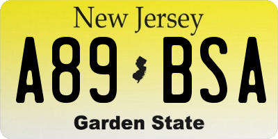 NJ license plate A89BSA