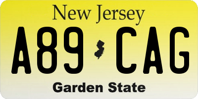 NJ license plate A89CAG