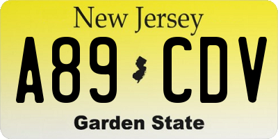 NJ license plate A89CDV