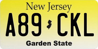 NJ license plate A89CKL