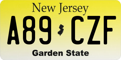 NJ license plate A89CZF