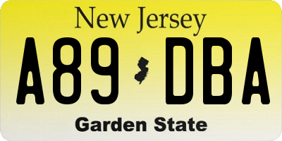 NJ license plate A89DBA