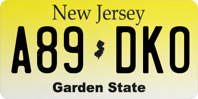 NJ license plate A89DKO