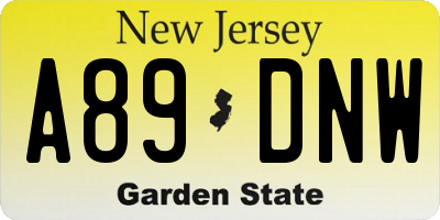 NJ license plate A89DNW