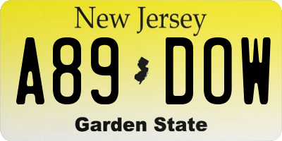 NJ license plate A89DOW