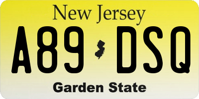 NJ license plate A89DSQ