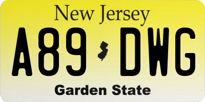 NJ license plate A89DWG