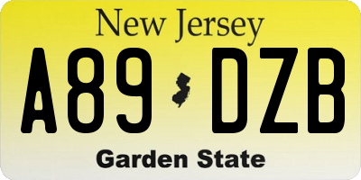 NJ license plate A89DZB