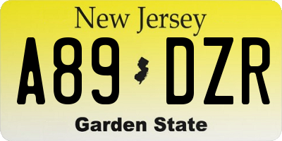 NJ license plate A89DZR