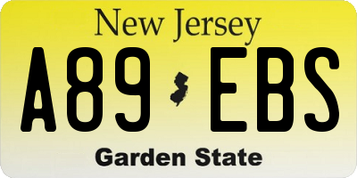 NJ license plate A89EBS